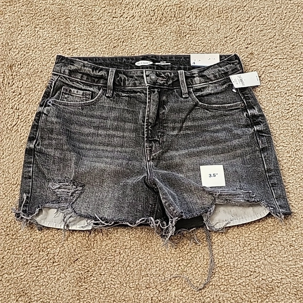 Old Navy High Rise Black Denim Jean Shorts Size 4
